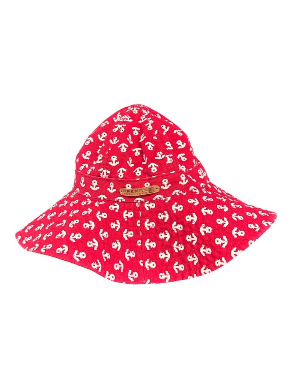 Sperry Top-Sider Red Anchor Print Sun Hat with Leather Logo Tab